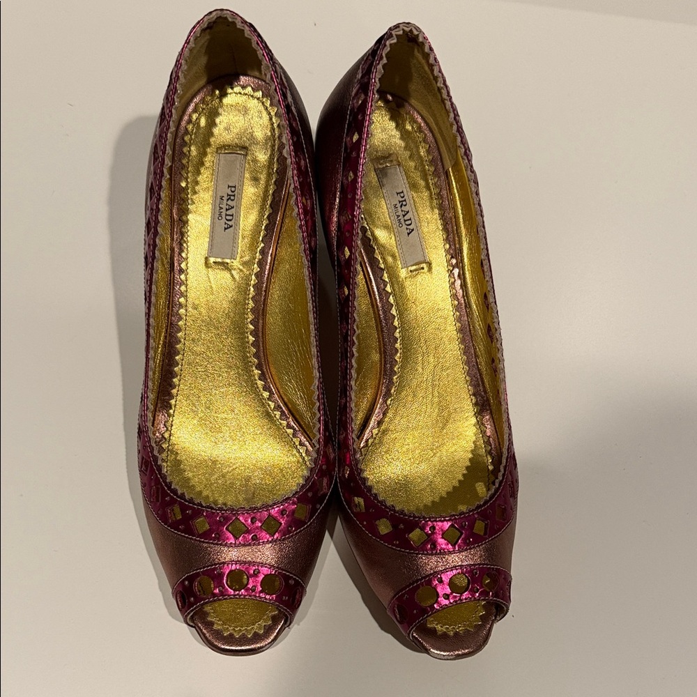 Prada Women's Pink and Purple Heels EU 38.5